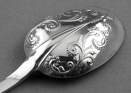 Sterling Silver Reproduction Trifid Lace Back Christening Spoon - Mappin & Webb, Royal Silversmiths